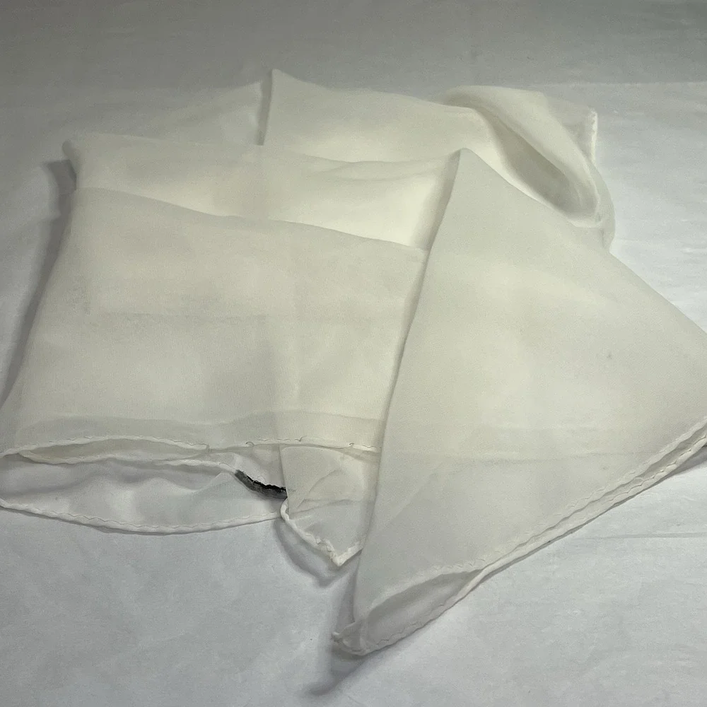 Vintage Scarf women's white Polyester Rayon Granny Chic 1970s Hair‎ Wrap
